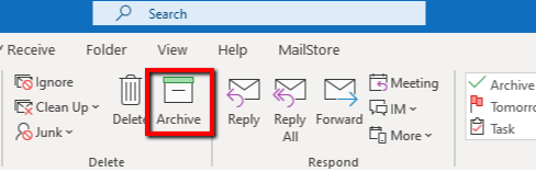 cannot find archive folder in outlook 2016